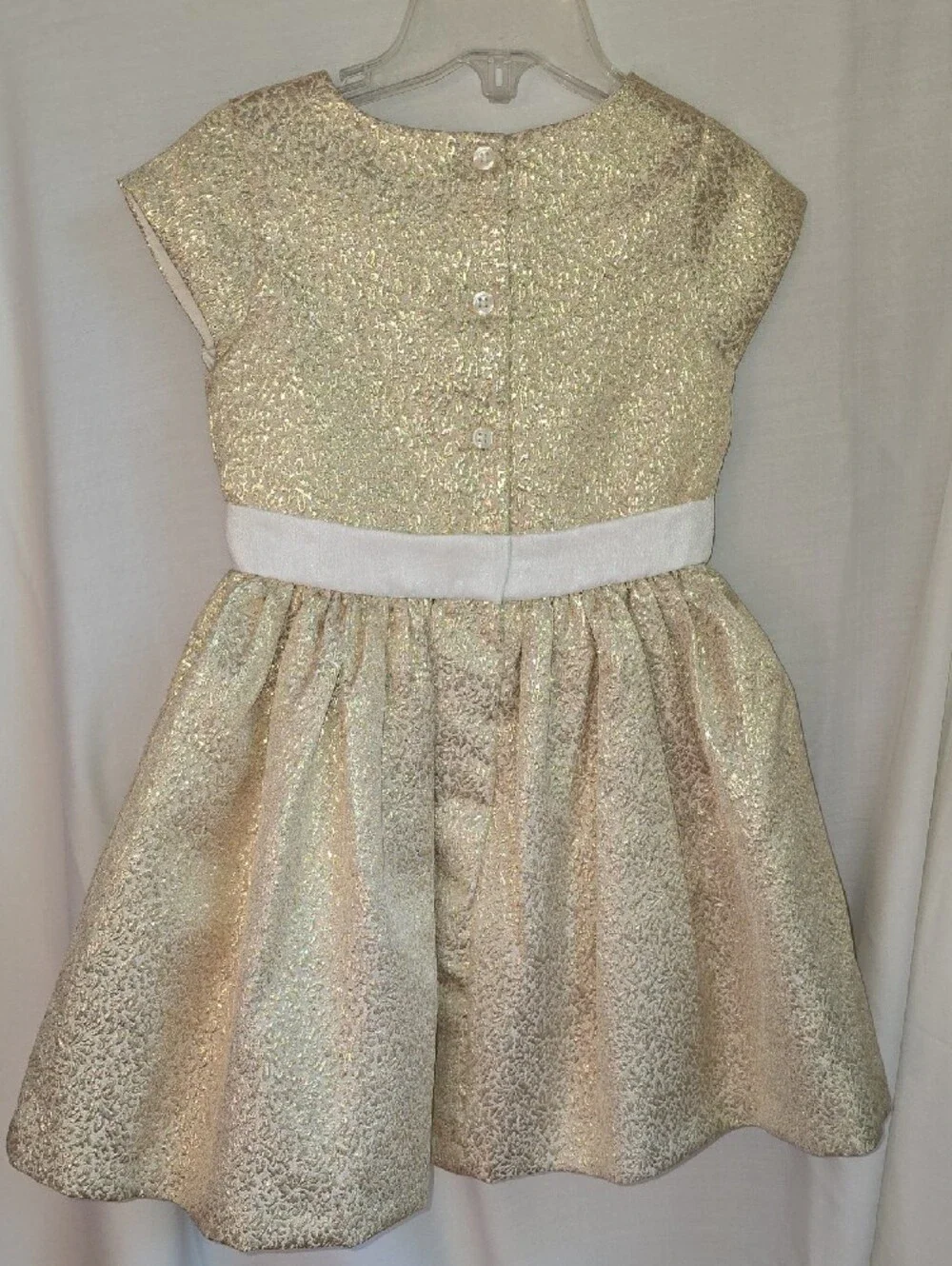 Gymboree Shimmery Gold Fit-and-Flare Party Dress with White Waistband